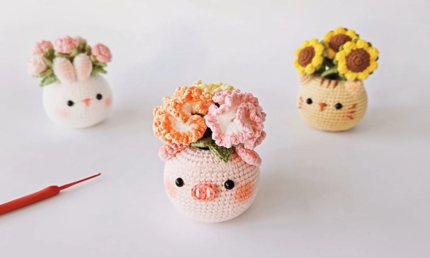 Cute Animal Pots Crochet Patterns