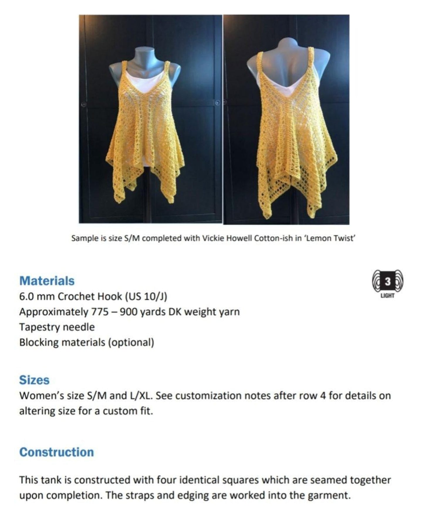 Summer Tunic Cover Top Crochet Pattern
