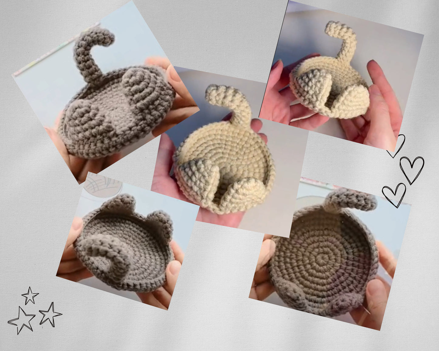 Cute Aesthetic Cat Coaster Crochet Pattern