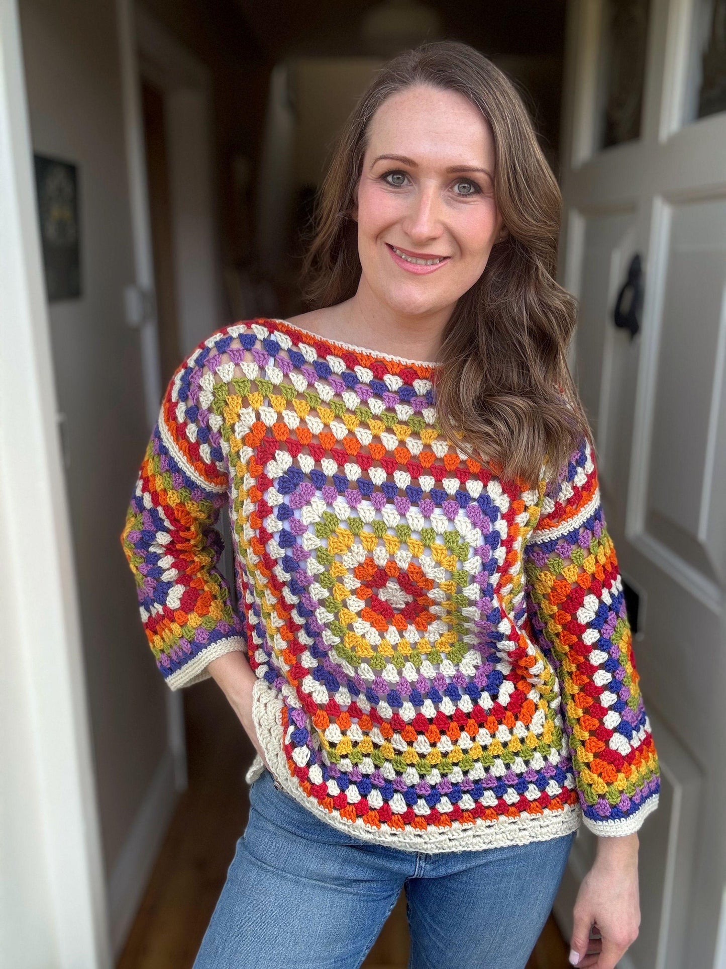 Sweater in Granny Square Crochet Pattern