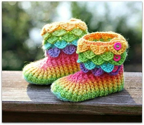 Colorful Little Dragon Booties Crochet Pattern