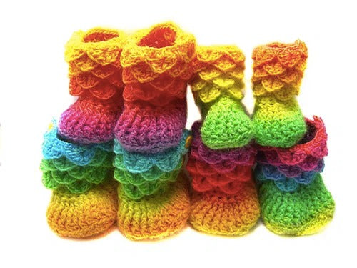 Colorful Little Dragon Booties Crochet Pattern