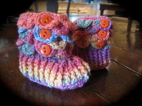 Colorful Little Dragon Booties Crochet Pattern