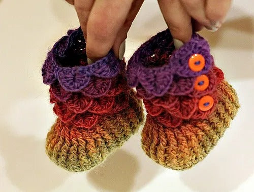Colorful Little Dragon Booties Crochet Pattern