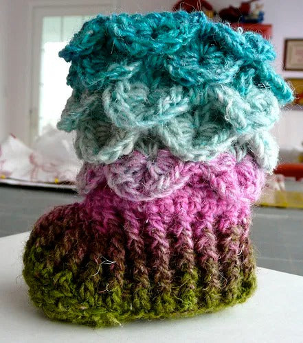 Colorful Little Dragon Booties Crochet Pattern