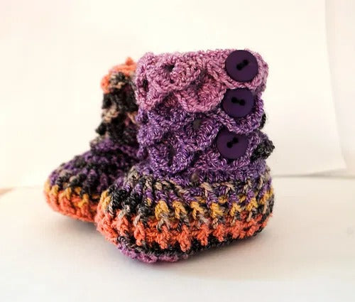 Colorful Little Dragon Booties Crochet Pattern