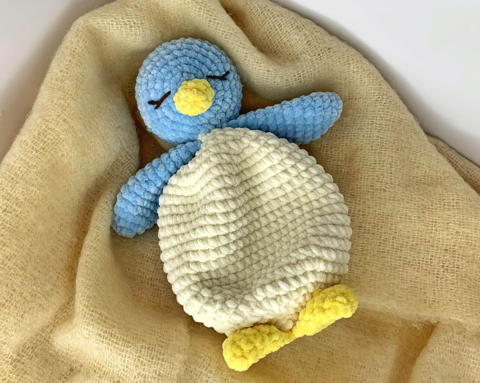 Plush Penguin Lovey Security Blanket Crochet Pattern