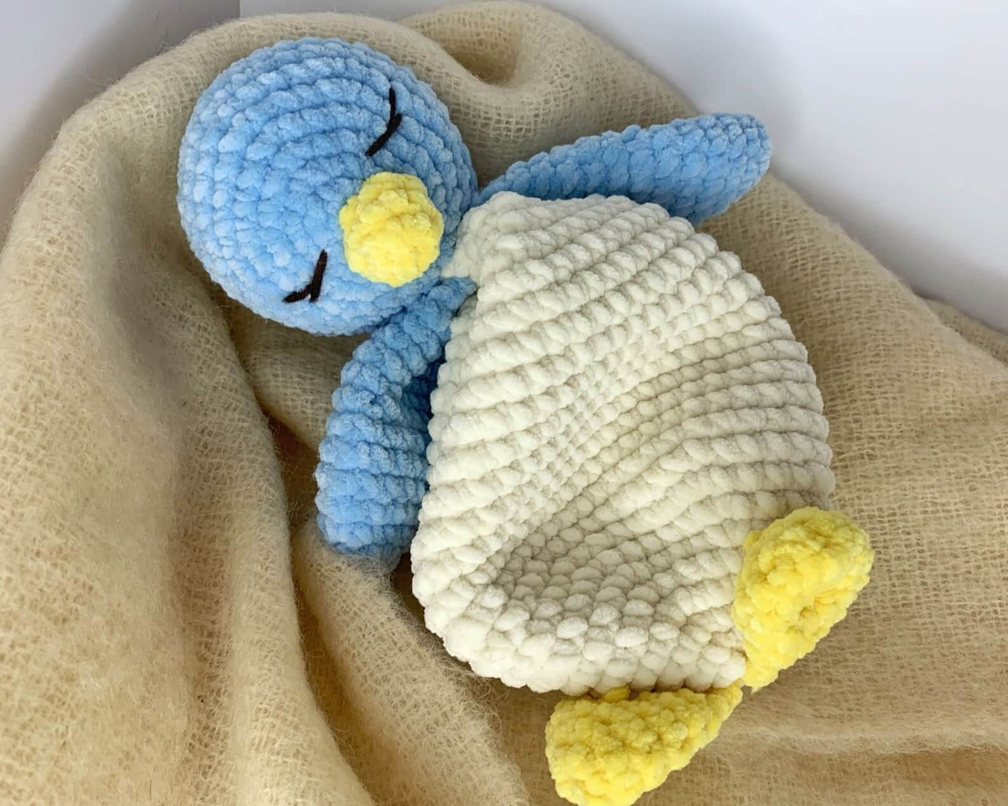 Plush Penguin Lovey Security Blanket Crochet Pattern
