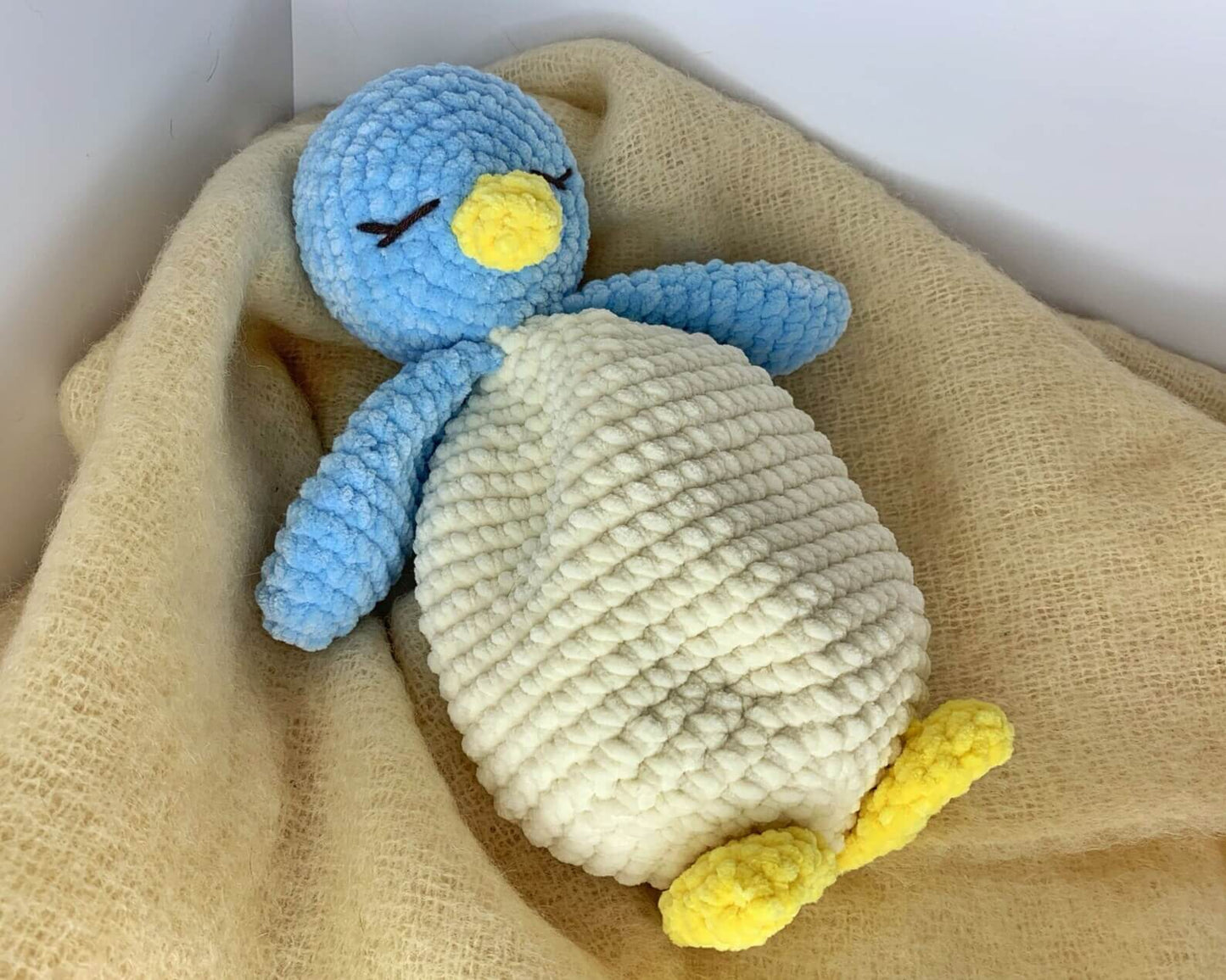 Plush Penguin Lovey Security Blanket Crochet Pattern