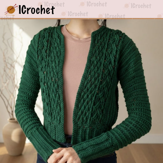 Alpine Textured Crop Jacket Crochet Pattern