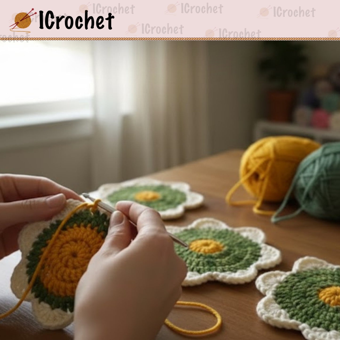 Cheerful Bloom Accent Cushion Crochet Pattern