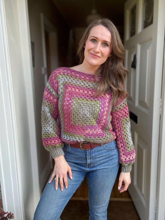 Sweater in Granny Square Crochet Pattern