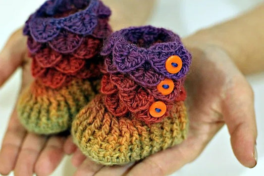 Colorful Little Dragon Booties Crochet Pattern