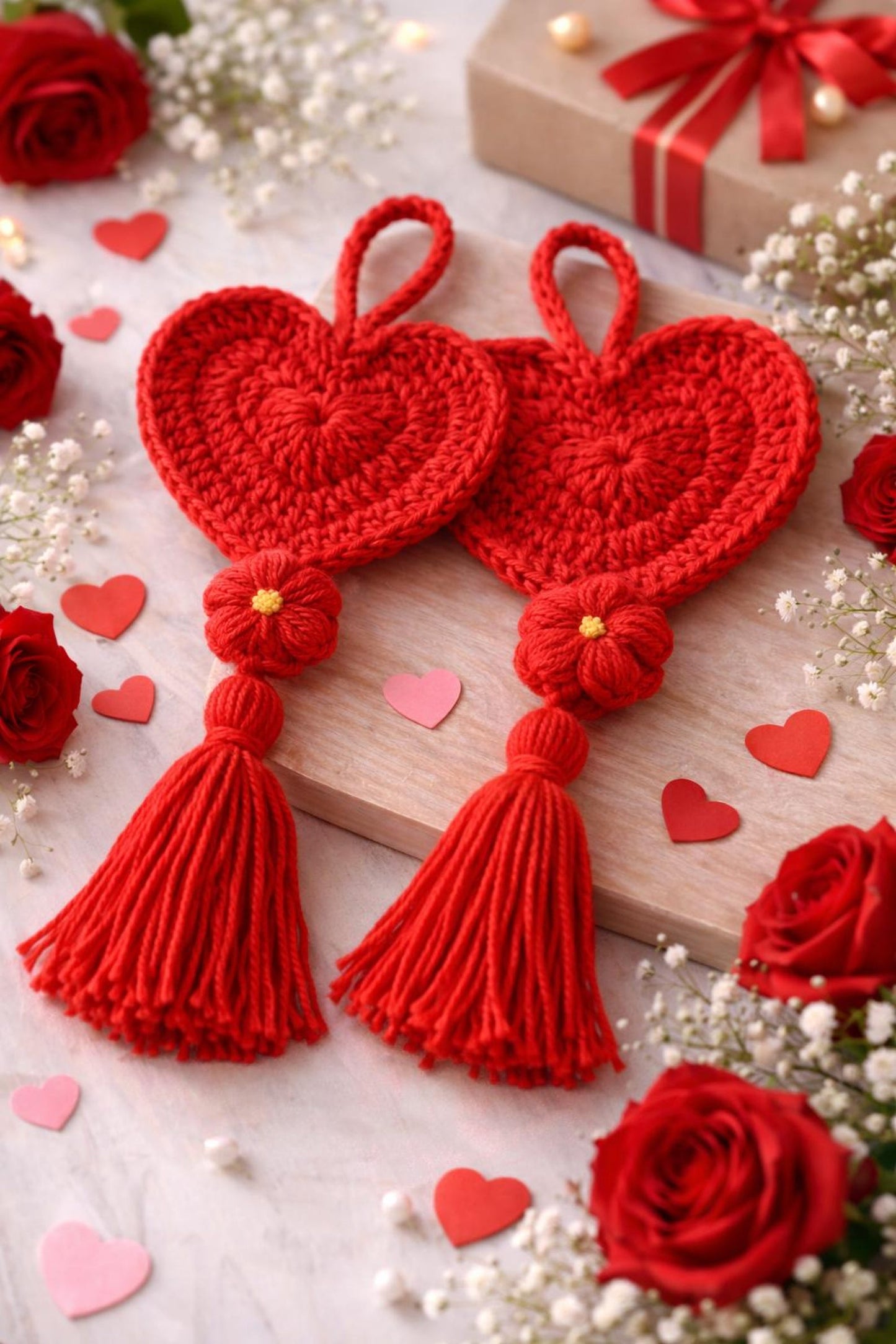 Matchy Heart Tassle Crochet Pattern