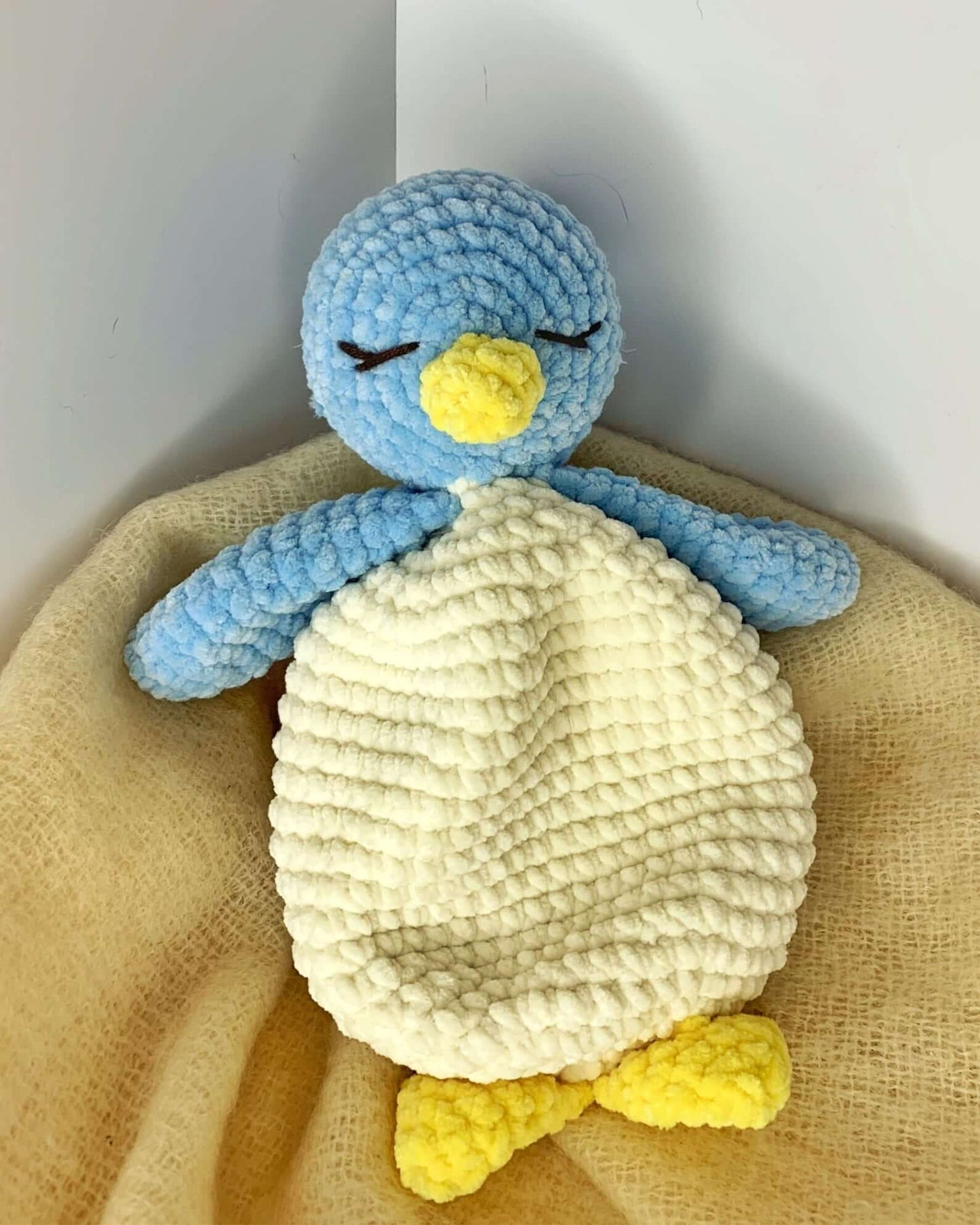 Plush Penguin Lovey Security Blanket Crochet Pattern