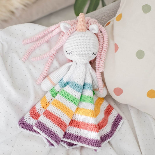 Unicorn Rainbow Lovey Blanket Crochet Pattern