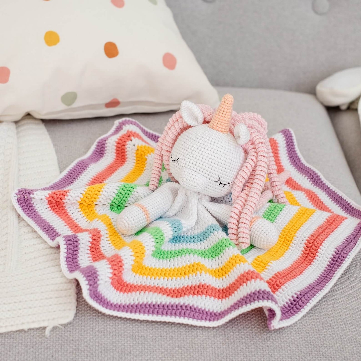 Unicorn Rainbow Lovey Blanket Crochet Pattern